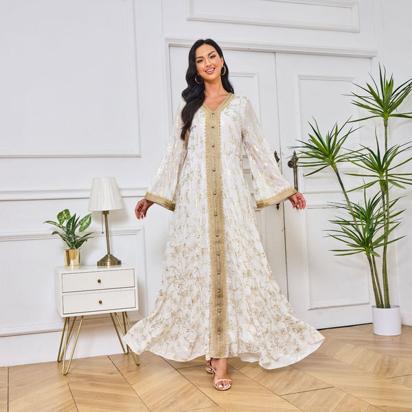 Robe de Soirée — Fleurs Dorées