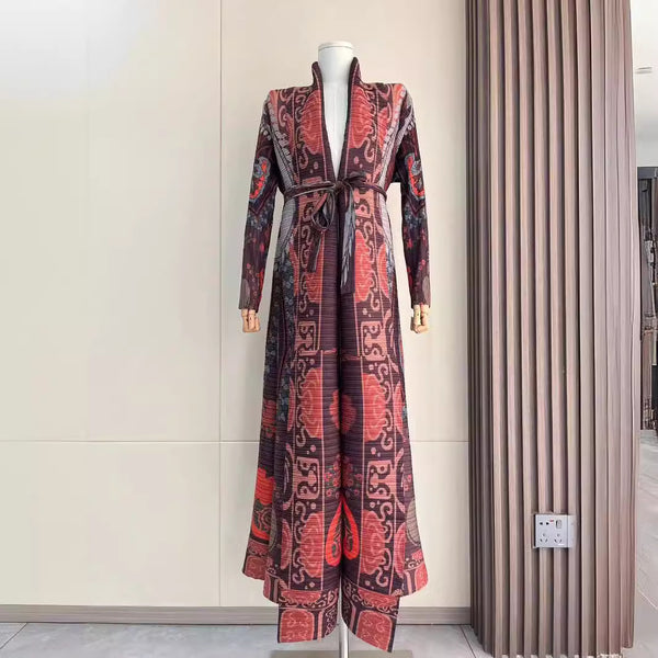 Robe Cape Miyake — Imprimé Automne