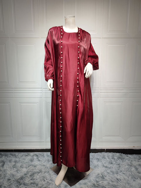 Ensemble 2 Pièces — Satin Perlé & Perles