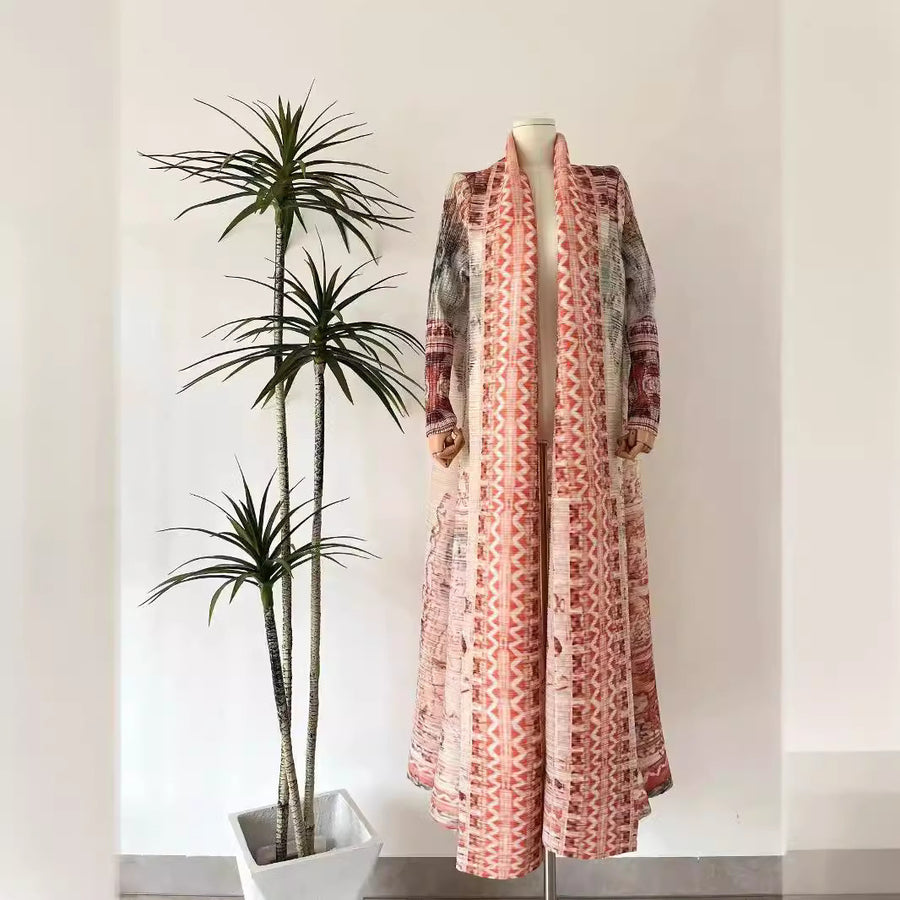 Robe Cape Miyake — Imprimé Automne