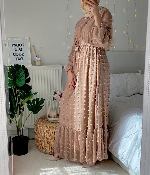 Robe Jacquard 3D — Élégance Florale