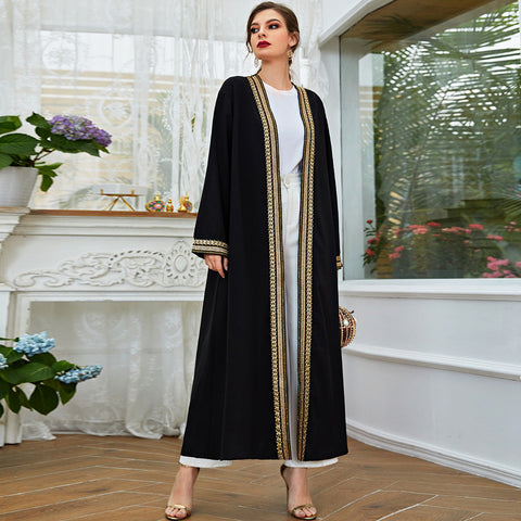 Abaya Brodée Or & Noir — Luxe Oriental